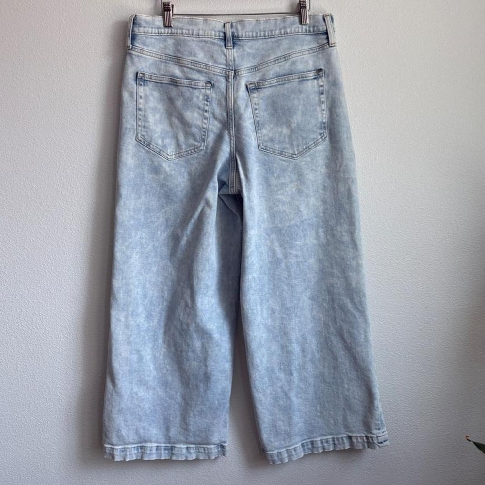 Gap High Rise Stride Ankle Wide Leg Jeans Light Acid Wash 31 12R Released Hem